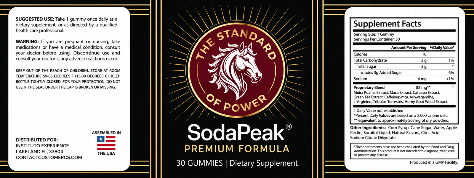 SodaPeak supplement label